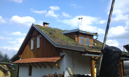 Kuća s travom na krovu